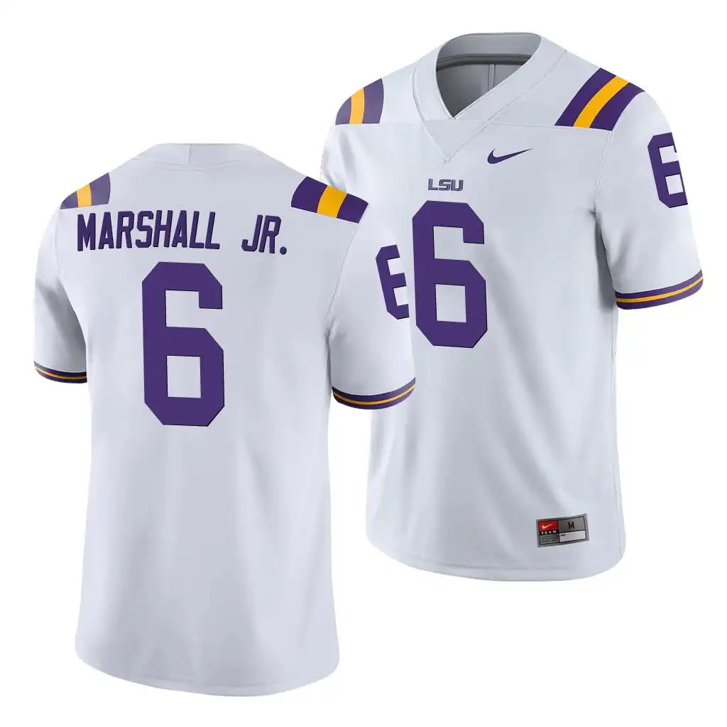 Men's LSU Tigers Terrace Marshall Jr. #6 Game White NCAA Football Jersey